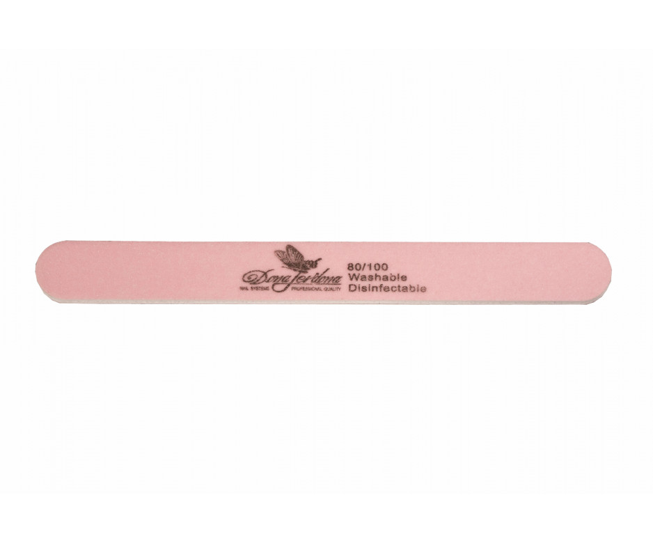 Пилка для искусственных ногтей 80/100 овальная узкая розовая