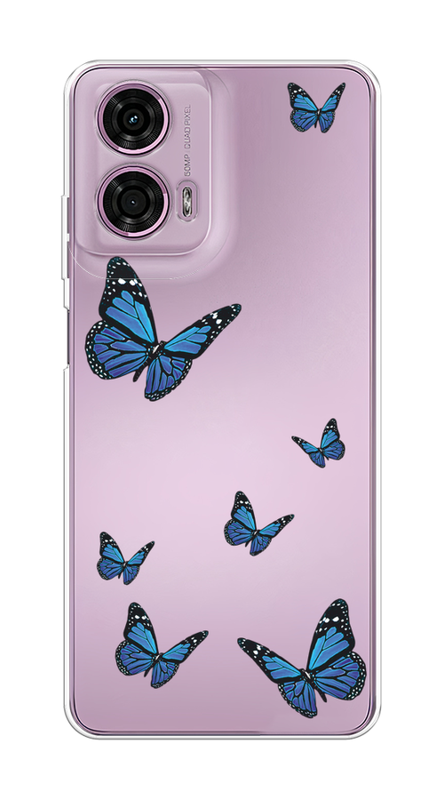 

Чехол на Motorola Moto G24 "Blue butterflies", Синий;черный, 243850-1