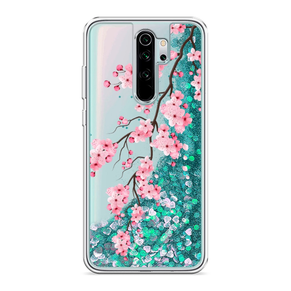 

Жидкий чехол с блестками "Розовая сакура" на Xiaomi Redmi Note 8 Pro, 36695-1