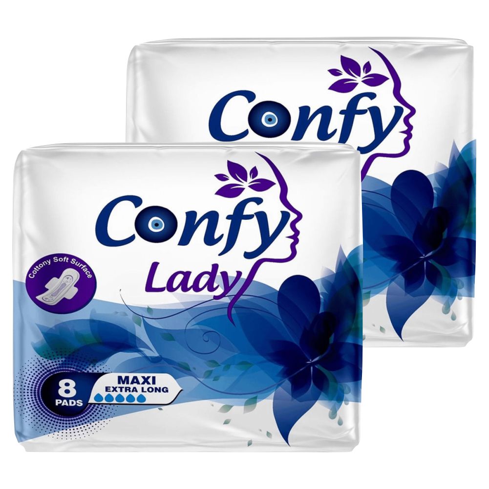 Гигиенические прокладки Confy Lady Maxi Extra Long женские, 2 упаковки по 8 шт