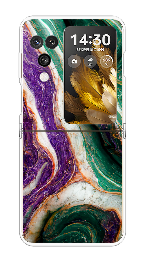 

Чехол на Oppo Find N3 Flip "Фиолетово-зеленый мрамор", Зеленый;фиолетовый, 2517250-1