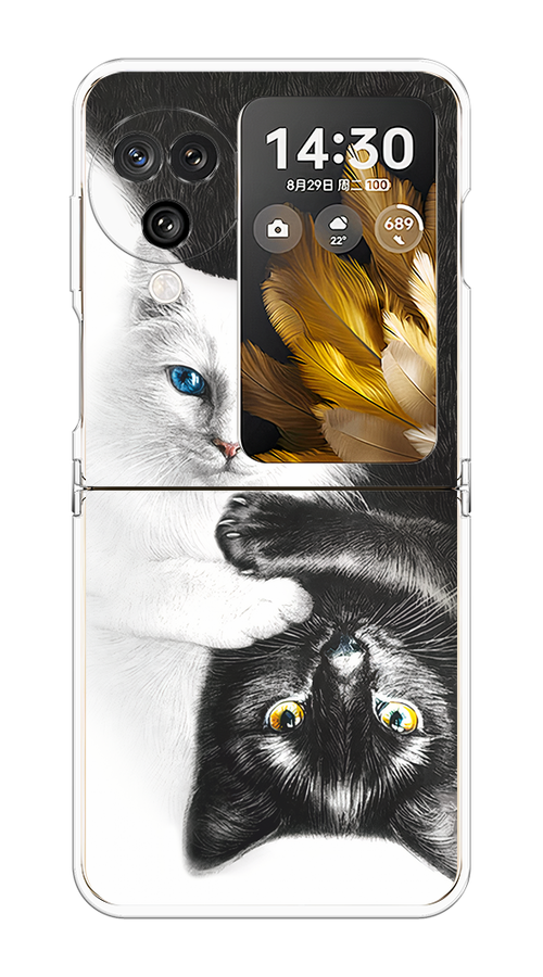 

Чехол на Oppo Find N3 Flip "Коты Инь-Янь", Черный;белый;голубой, 2517250-1