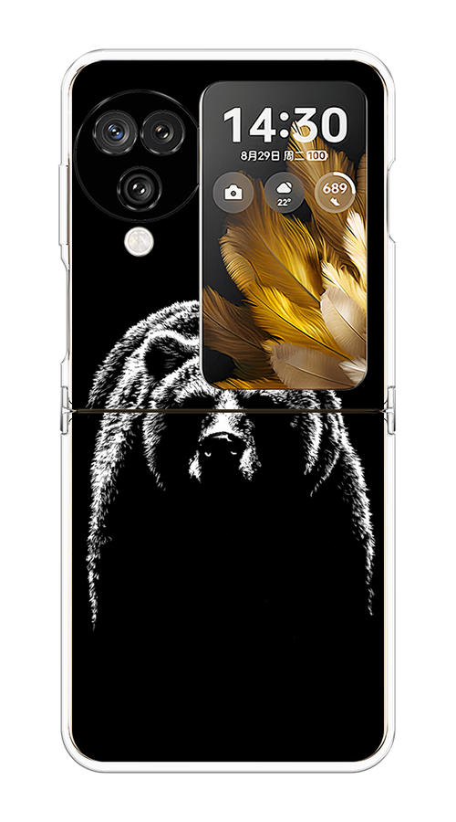 

Чехол на Oppo Find N3 Flip "Медведь в ночи", Белый;черный, 2517250-1