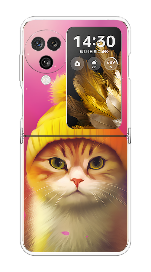 

Чехол на Oppo Find N3 Flip "Котик в шапочке", Розовый;желтый;бежевый, 2517250-1