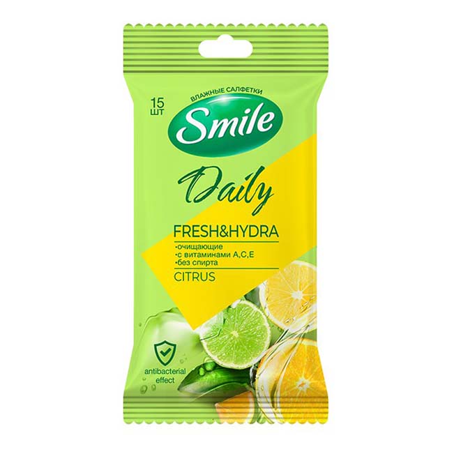 Купить Влажные салфетки Smile Daily Citrus косметические 15 шт