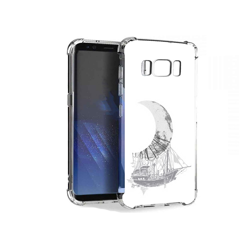 

Чехол MyPads Tocco для Samsung Galaxy S8+ черно белый корабль полумесяц, Tocco