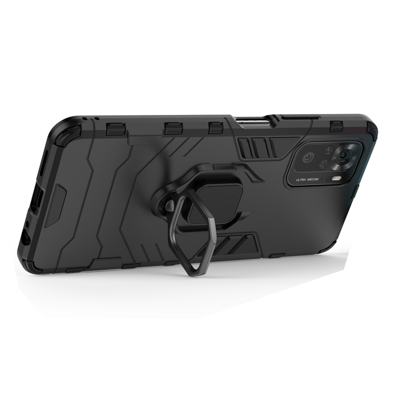 фото Противоударный чехол с кольцом panther case для xiaomi redmi note 10 / 10s (черный) black panther