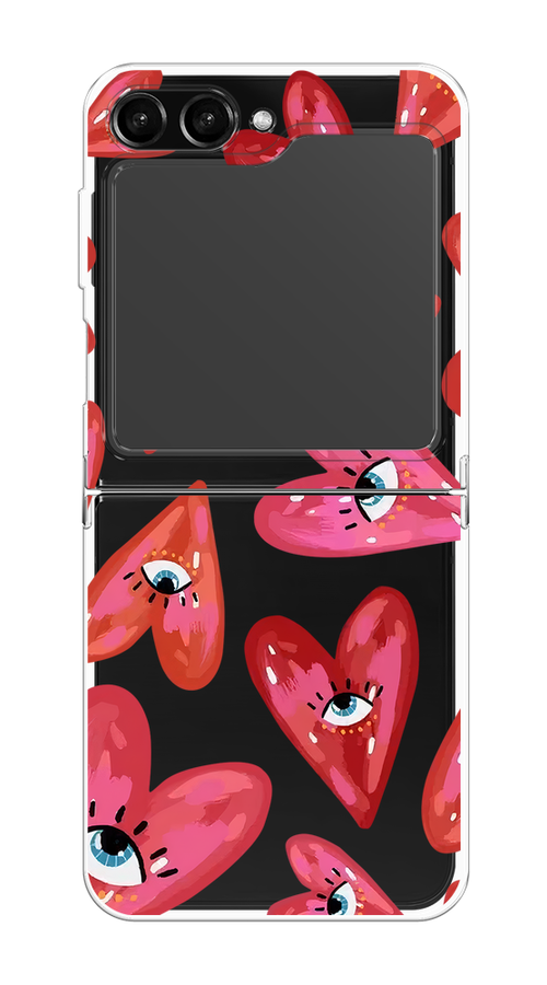 

Чехол Homey на Samsung Galaxy Z Flip 5 "Сердечки с глазами", Коричневый;красный;розовый, 2108350-1