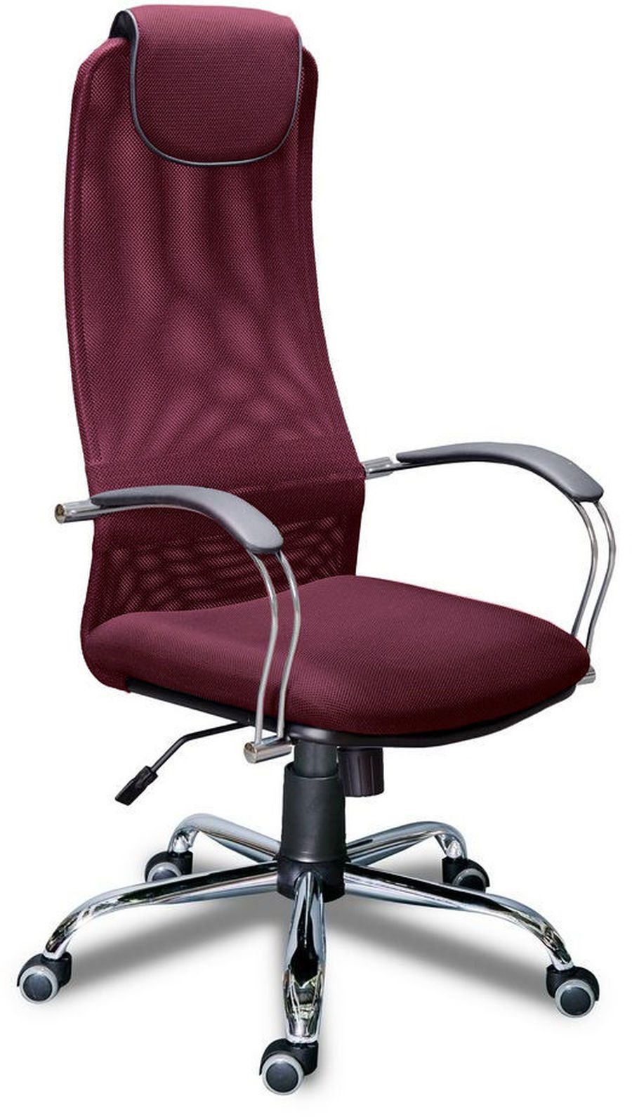 Кресло для руководителя Экспресс офис Фокс хром Ткань сетка бордовая