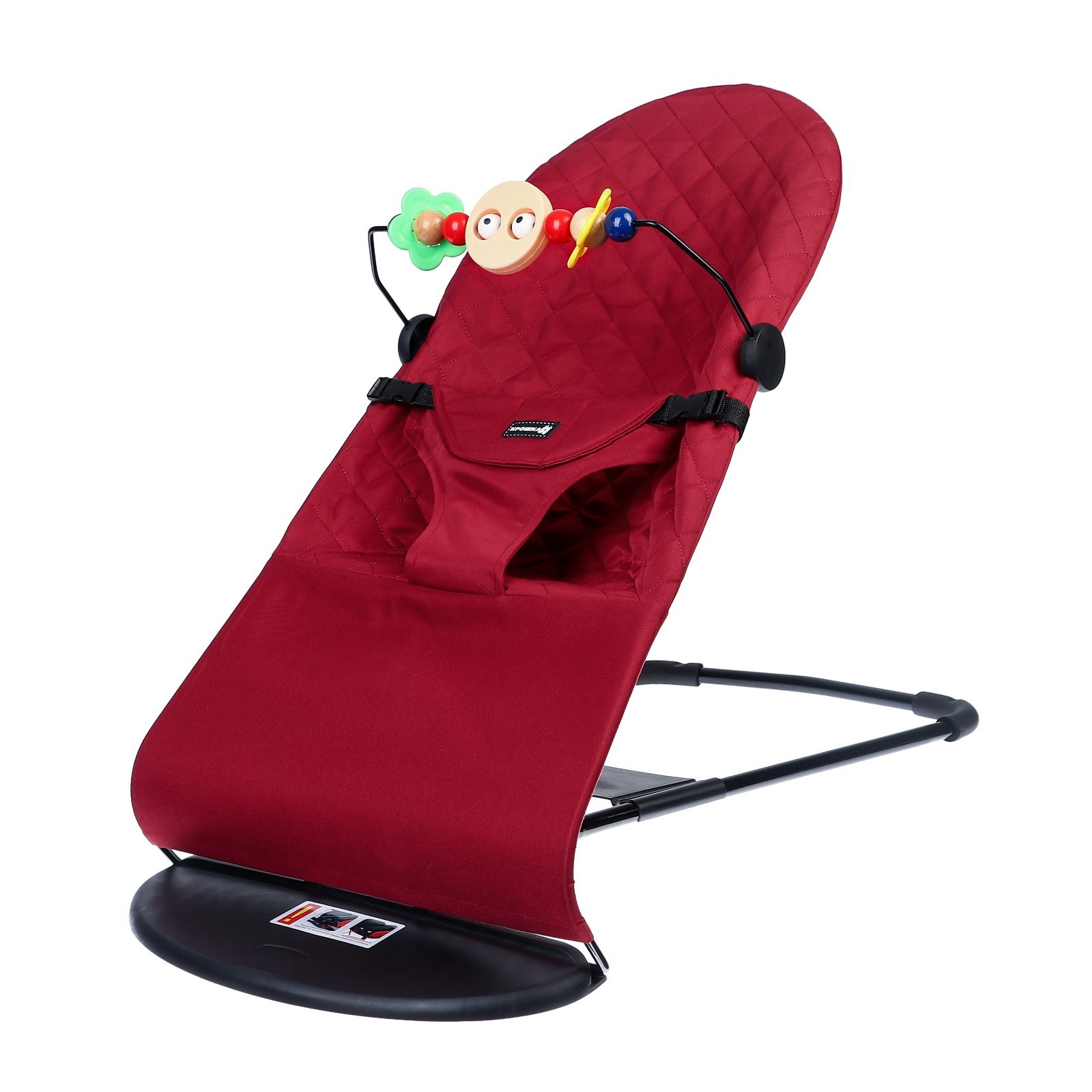 Шезлонг детский, кресло - качалка с игрушками для новорожденных «Крошка Я», цвет бордовый