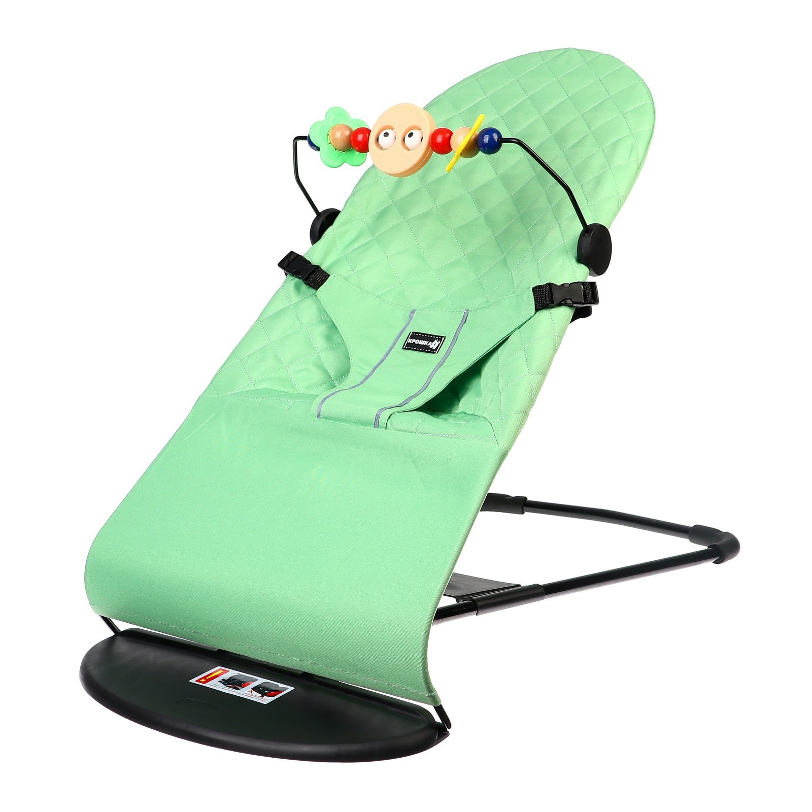 Шезлонг детский, кресло - качалка с игрушками для новорожденных «Крошка Я», цвет зеленый