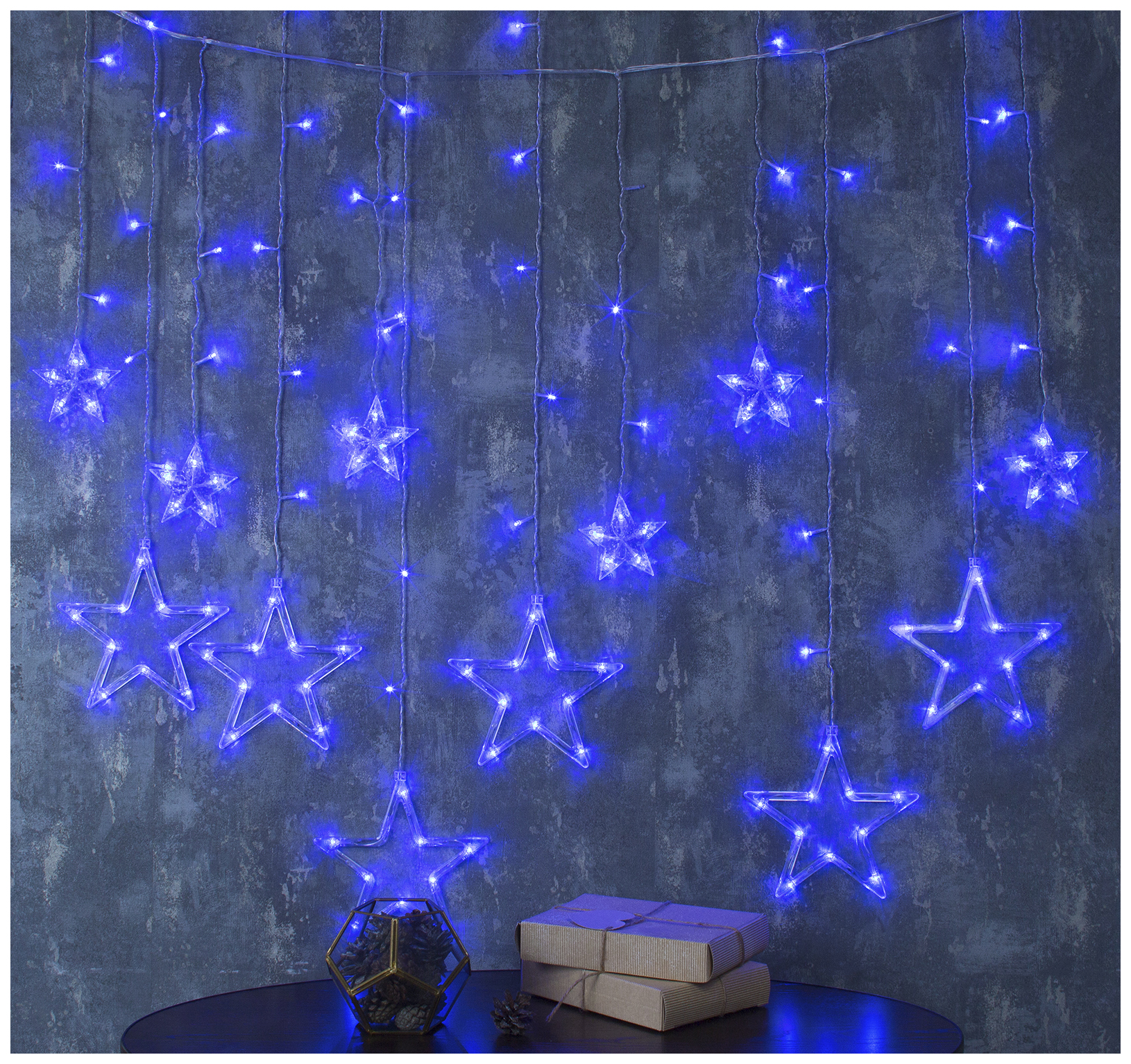 фото Световая бахрома luazon lighting звезды 2361700 2,4х0,9 м синий