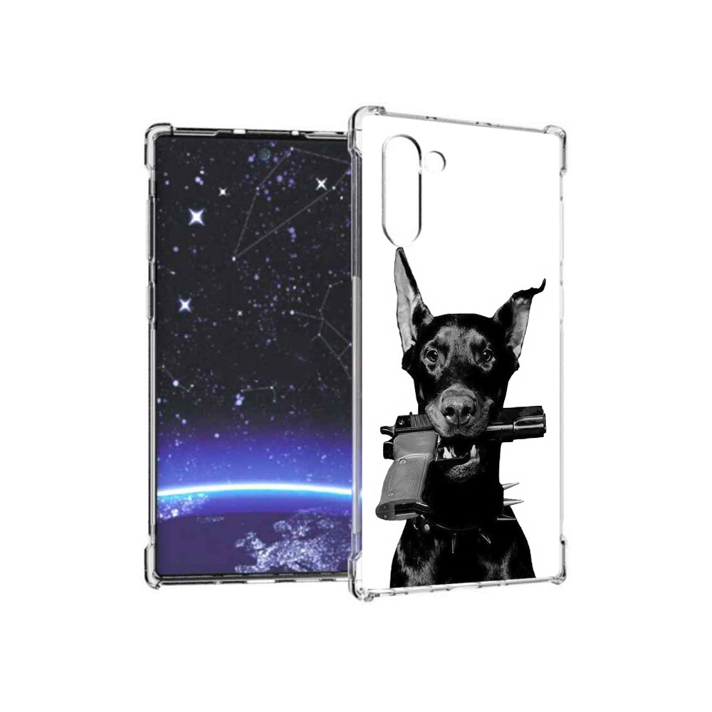 

Чехол MyPads Tocco для Samsung Galaxy Note 10 доберман с пистолетом (PT135782.511.331), Прозрачный, Tocco