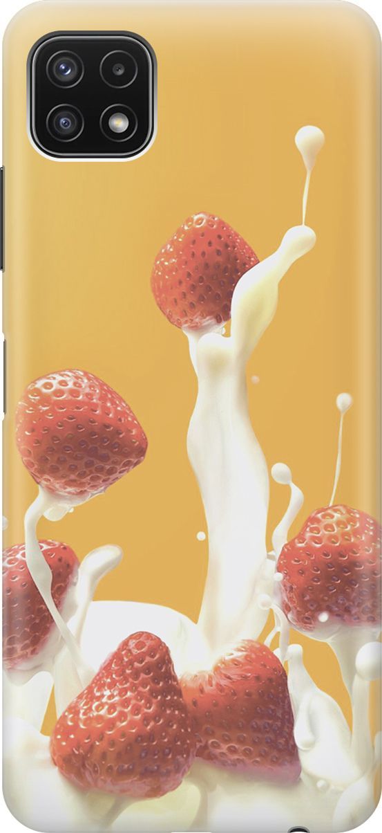

Силиконовый чехол на Samsung Galaxy A22s 5G "Клубника и сливки", Белый;желтый, 7084