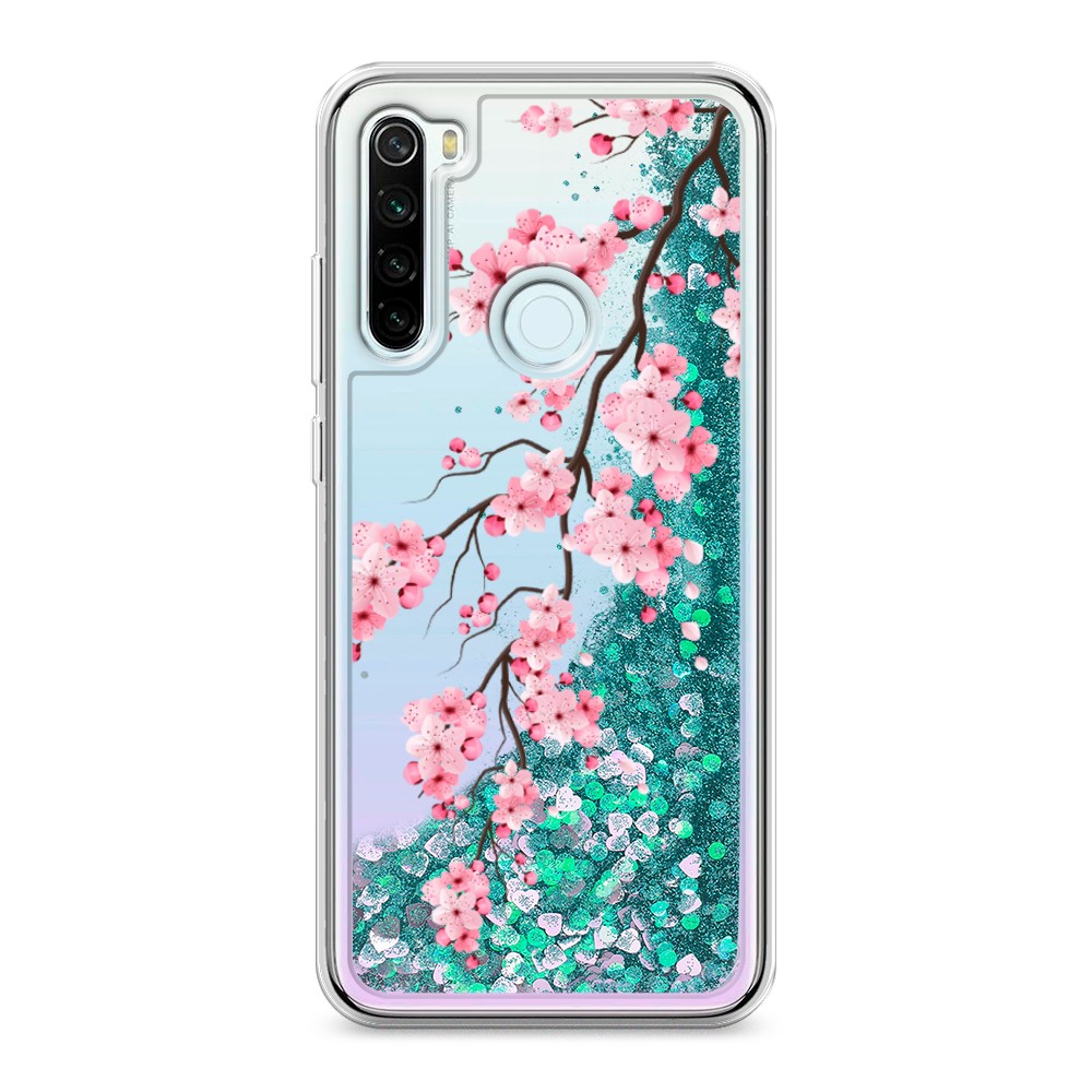 

Жидкий чехол с блестками "Розовая сакура" на Xiaomi Redmi Note 8T