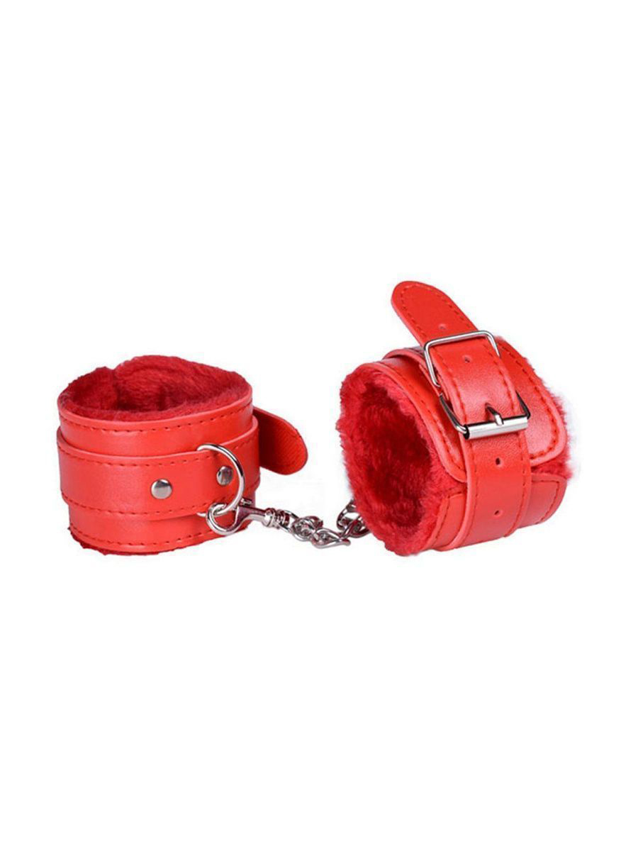 фото Эротические наручникиснегмечта с меховой отделкой красные