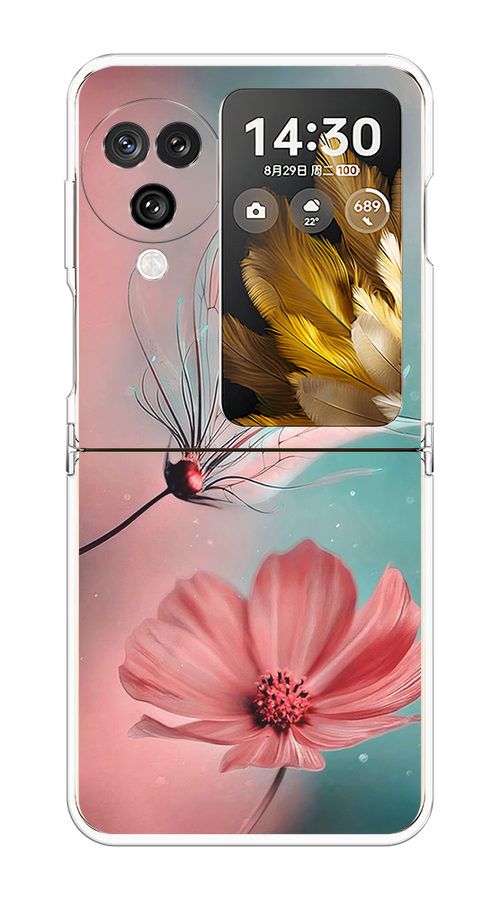 

Чехол на Oppo Find N3 Flip "Бабочка и цветок", Голубой;розовый, 2517250-1