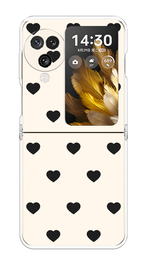 

Чехол на Oppo Find N3 Flip "Черные сердечки на белом", Черный;белый, 2517250-1