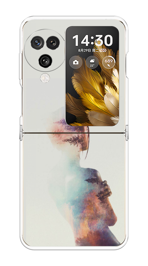 

Чехол на Oppo Find N3 Flip "Девушка-лес", Розовый;голубой;серый, 2517250-1