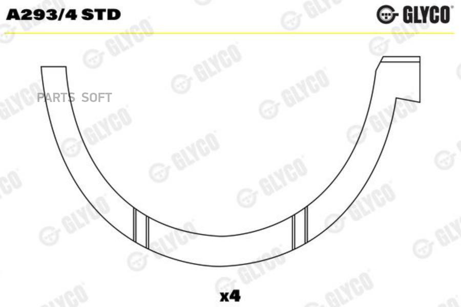 

GLYCO A293/4 STD_полукольца упорные к-т 4 шт. STD !\DAF CF85/XF105 дв.MX 265/300/340/375