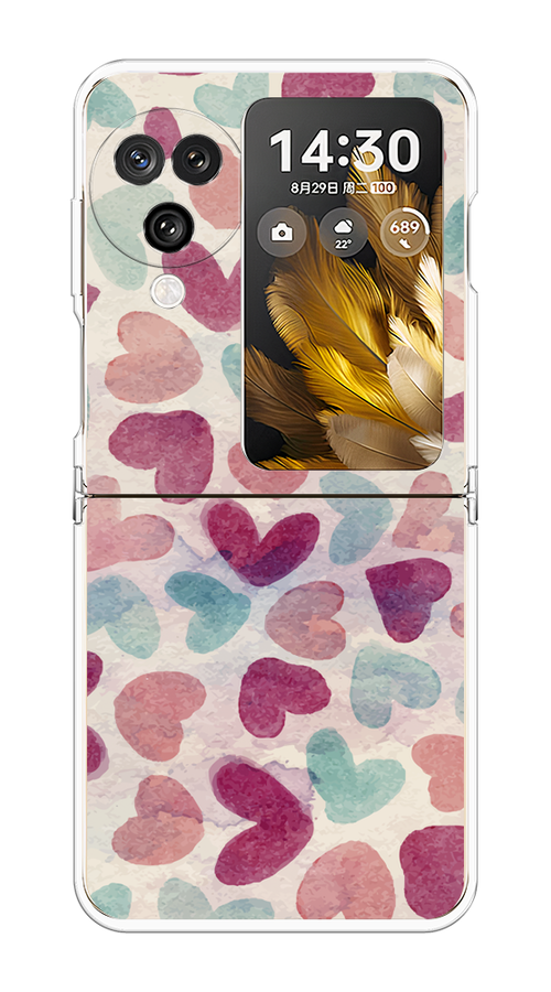 

Чехол на Oppo Find N3 Flip "Фон из сердечек 4", Розовый;голубой, 2517250-1