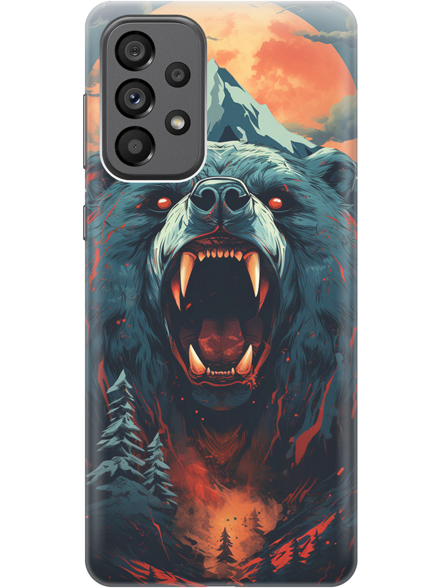 

Чехол на Samsung Galaxy A73 5G силиконовый с принтом "Гризли при красной луне", Красный;синий;черный, 20001057