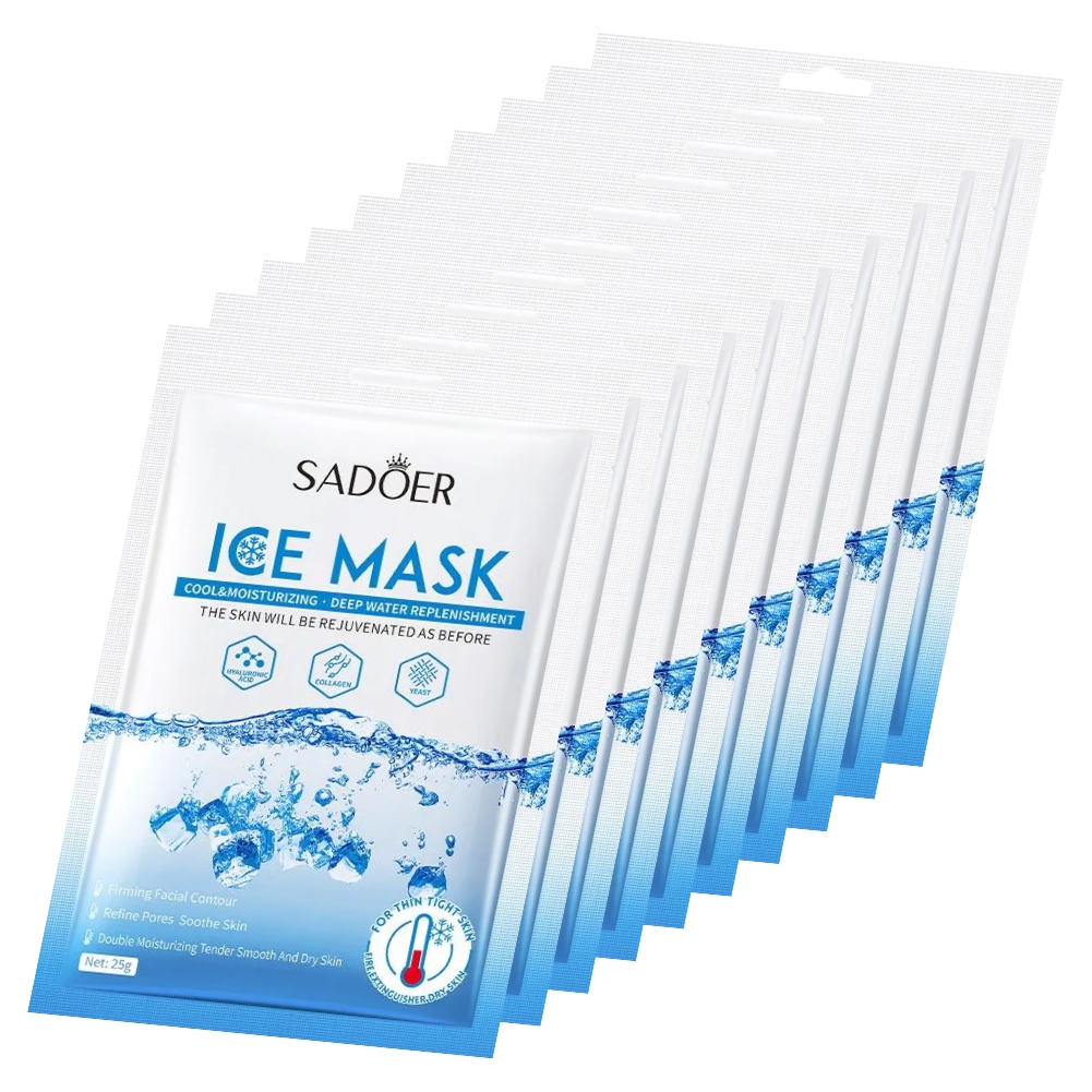 Тканевая маска для лица Sadoer Охлаждающая 25г 10шт набор омолаживающая маска для снятия отеков и осветления темных кругов под глазами
