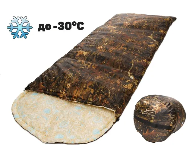 Спальный мешок одеяло армейский туристический зимний KATRAN Арктика до -30С Коричневый КМФ