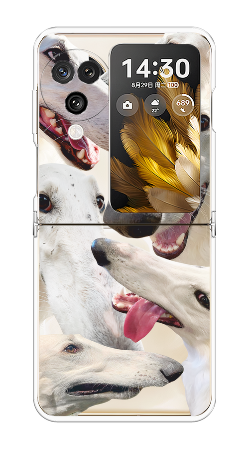 

Чехол на Oppo Find N3 Flip "Собака с длинным носом", Белый;бежевый;розовый, 2517250-1