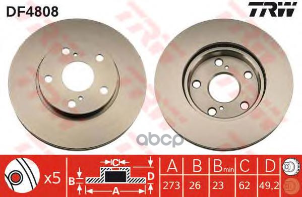 

Диск Тормозной Передний Toyota Auris 1.4D-4D/1.6Vvti 07> TRW/Lucas df4808
