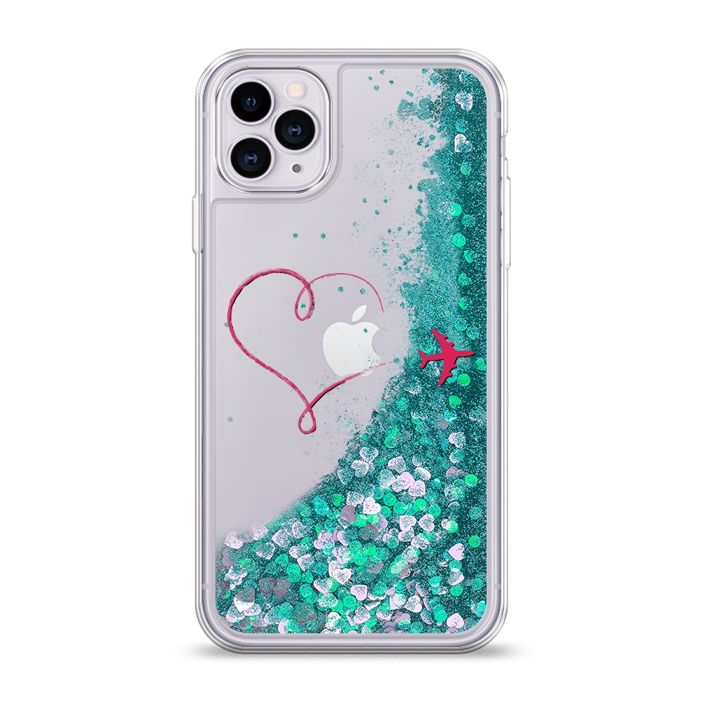

Жидкий чехол с блестками "Сердце и самолет" на Apple iPhone 11 Pro, 12395-1