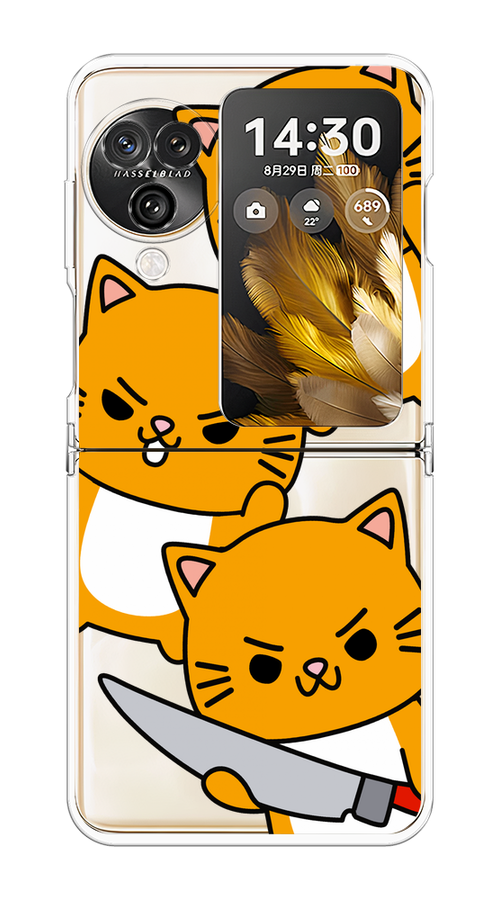 

Чехол на Oppo Find N3 Flip "Опасные котики", Оранжевый;серый;белый, 2517250-1