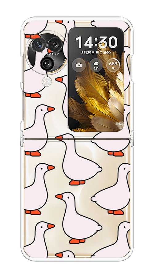 

Чехол на Oppo Find N3 Flip "Гуси", Прозрачный;белый;оранжевый, 2517250-1