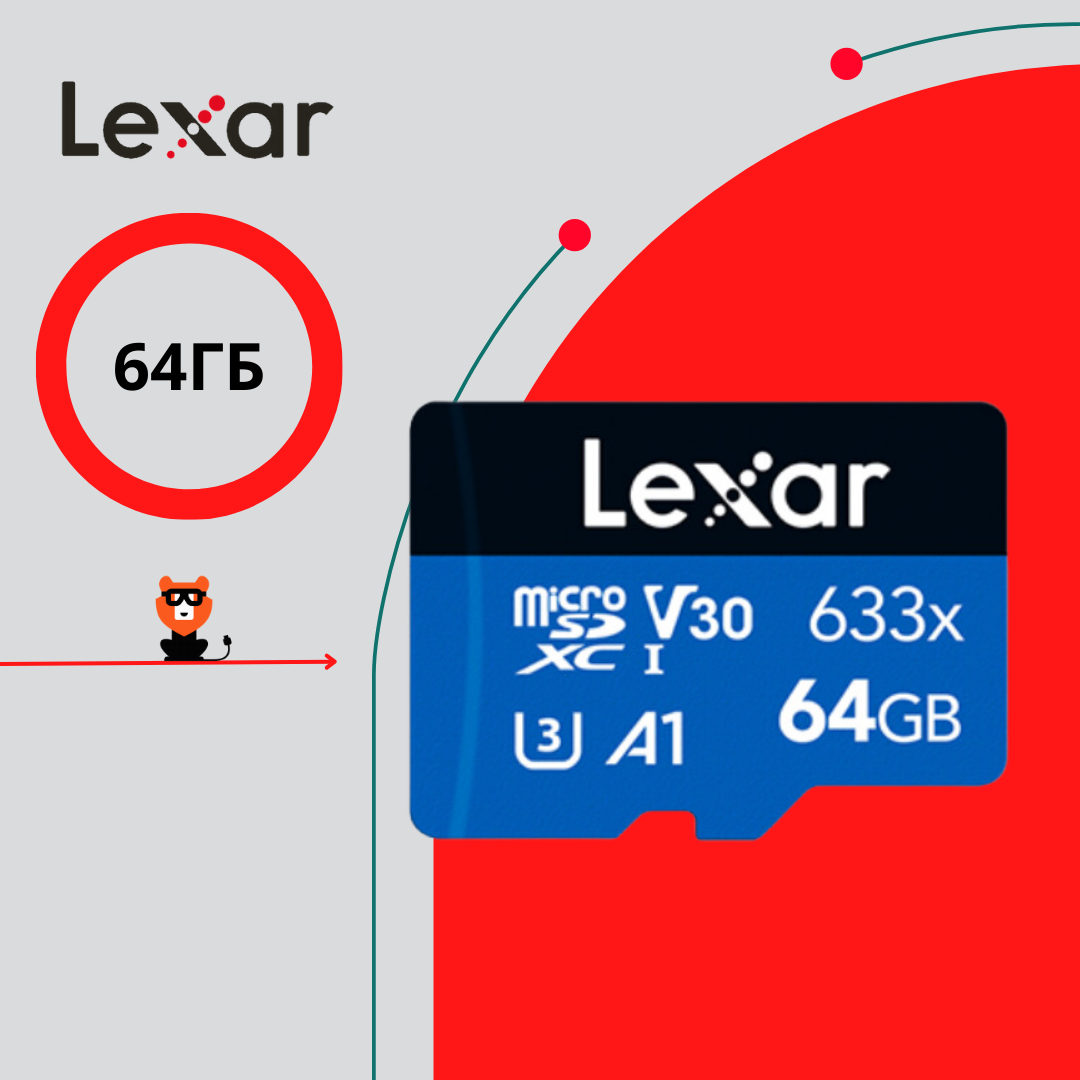 Карта памяти Lexar High Performance MicroSDXC 64GB BL 633x