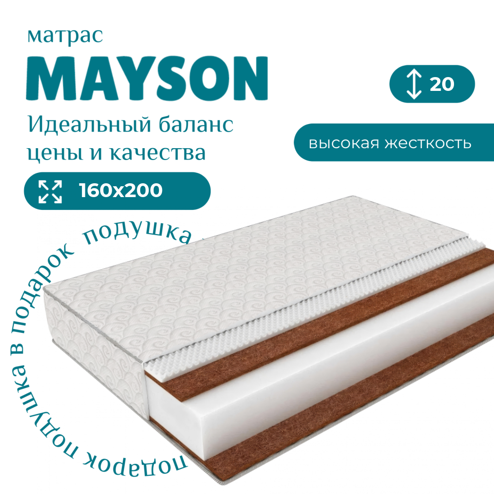 

Матрас Mayson Comfort Roll Hard, 160 х 200 см, Белый, Comfort Roll Hard