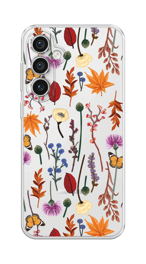 

Чехол Homey на Samsung Galaxy S23 FE 5G "Orange Purple flowers", Оранжевый;красный;розовый;желтый;прозрачный, 2108450-1