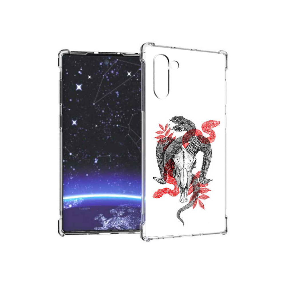 

Чехол MyPads Tocco для Samsung Galaxy Note 10 змея в черепе рисунок (PT135782.511.365), Прозрачный, Tocco