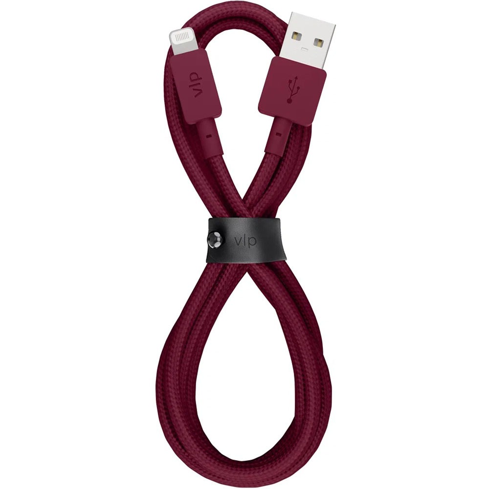 фото Кабель lightning - usb vlp nylon cable usb-lighting 1.2 м, марсала 1.2 м фиолетовый