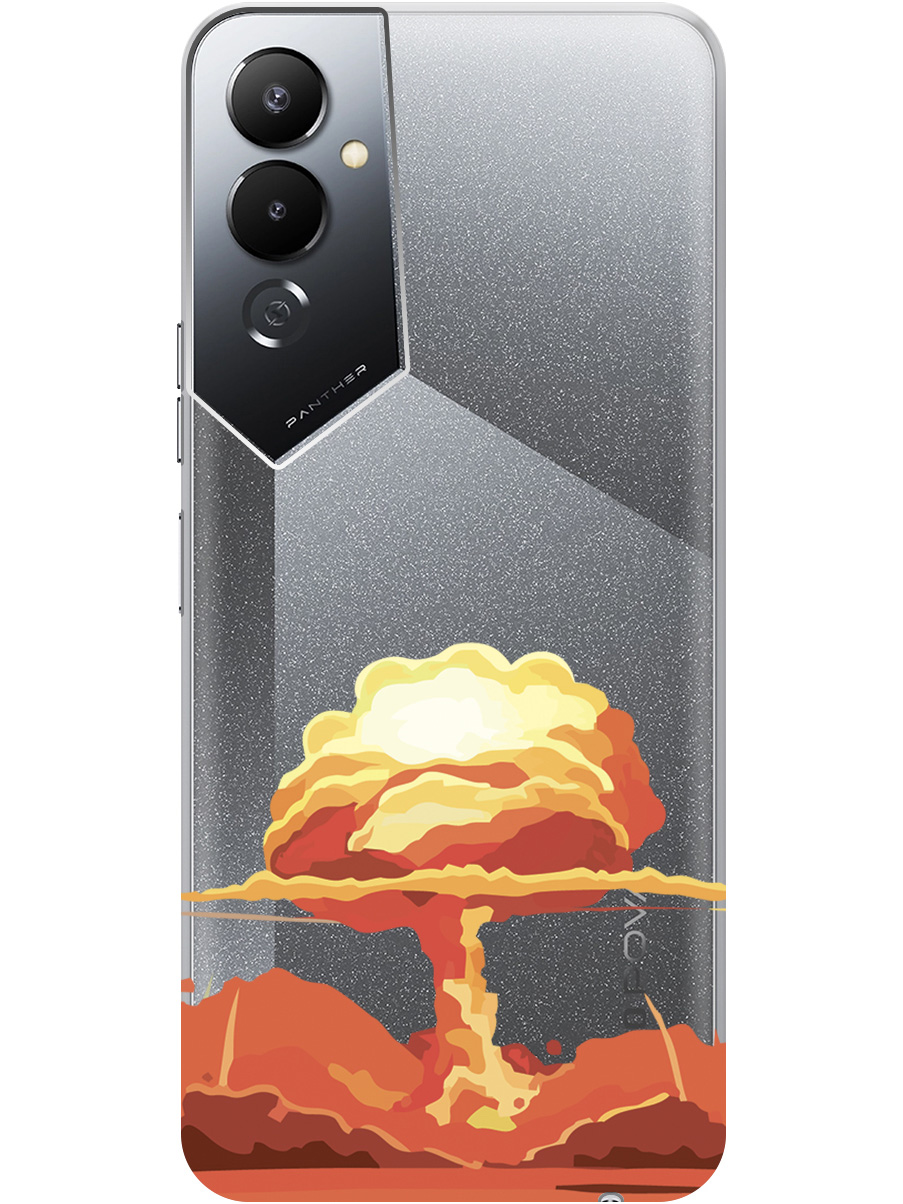 

Чехол на Tecno Pova 4 силиконовый с принтом "Boom", Прозрачный;красный, 20000595