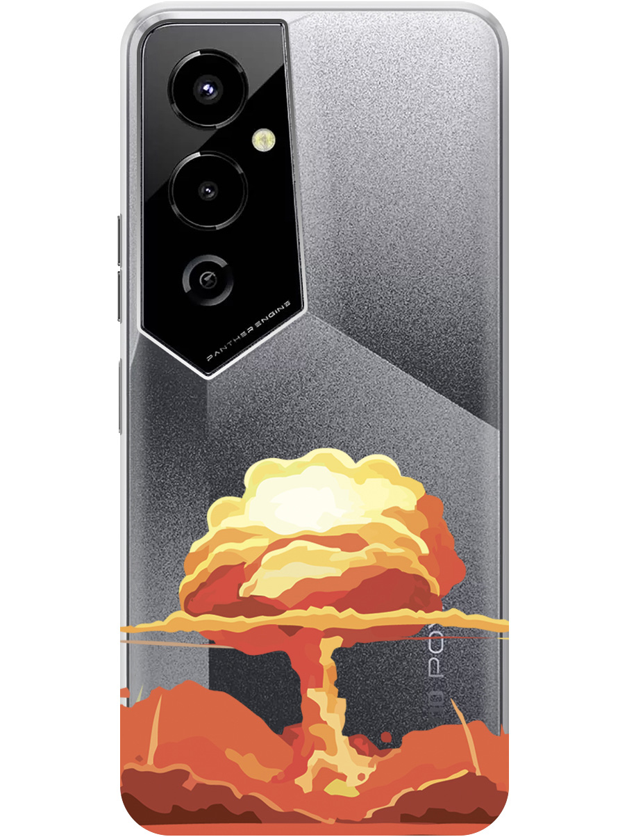 

Чехол на Tecno Pova 4 Pro силиконовый с принтом "Boom", Прозрачный;красный, 20000601
