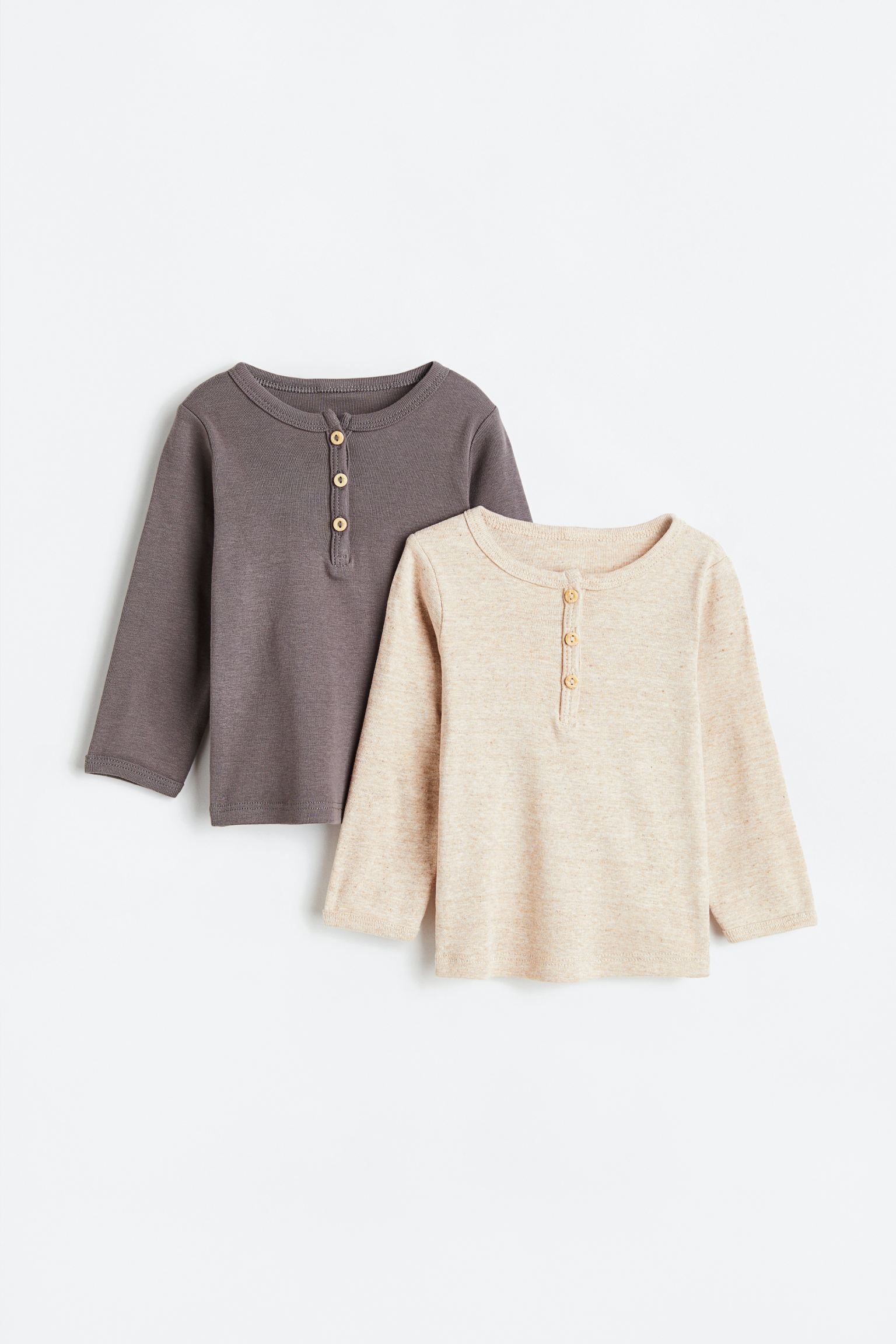 

Футболка детская 2 шт H&M 085992602, серо-коричневый/бежевый, 50 (доставка из-за рубежа), Серый;бежевый, 085992602