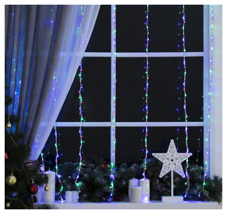 

Световой занавес Luazon Lighting Водопад 3584289 2х1,5 м разноцветный, Водопад