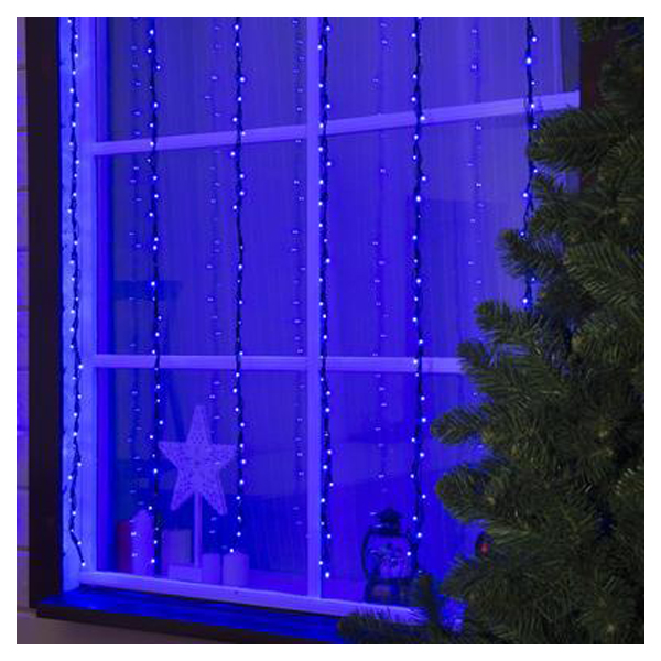 

Световой занавес Luazon Lighting Водопад 706329 2х1,5 м синий, Водопад