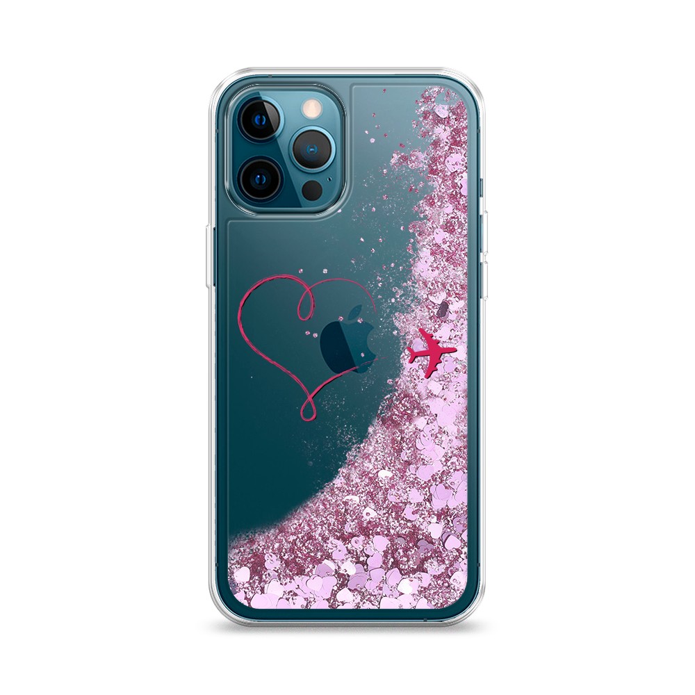 

Жидкий чехол с блестками "Сердце и самолет" на Apple iPhone 12 Pro, 12894-1