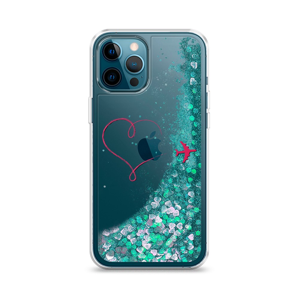

Жидкий чехол с блестками "Сердце и самолет" на Apple iPhone 12 Pro, 12895-1