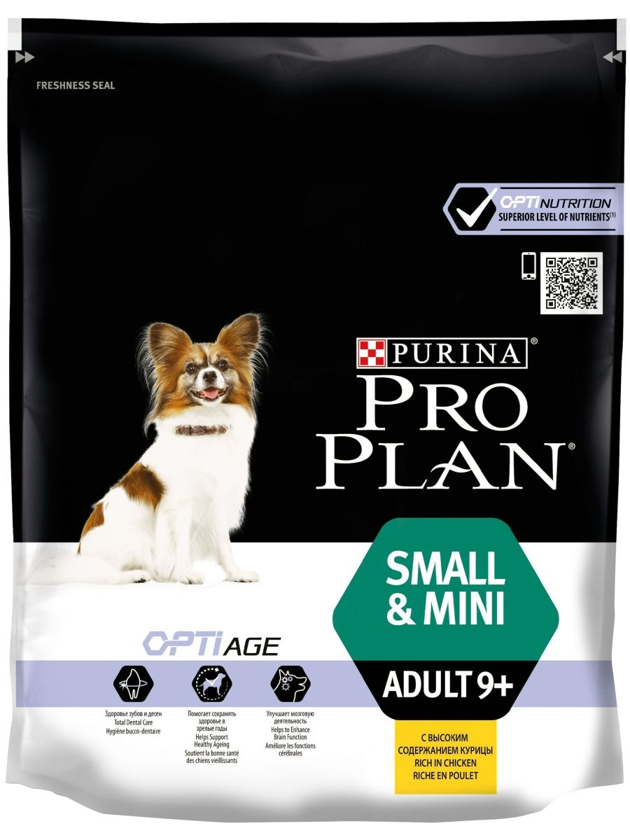 

Сухой корм для собак PRO PLAN OptiAge Small & Mini Adult 9+, курица и рис, 8шт по 0,7кг, OptiAge Small & Mini Adult 9+