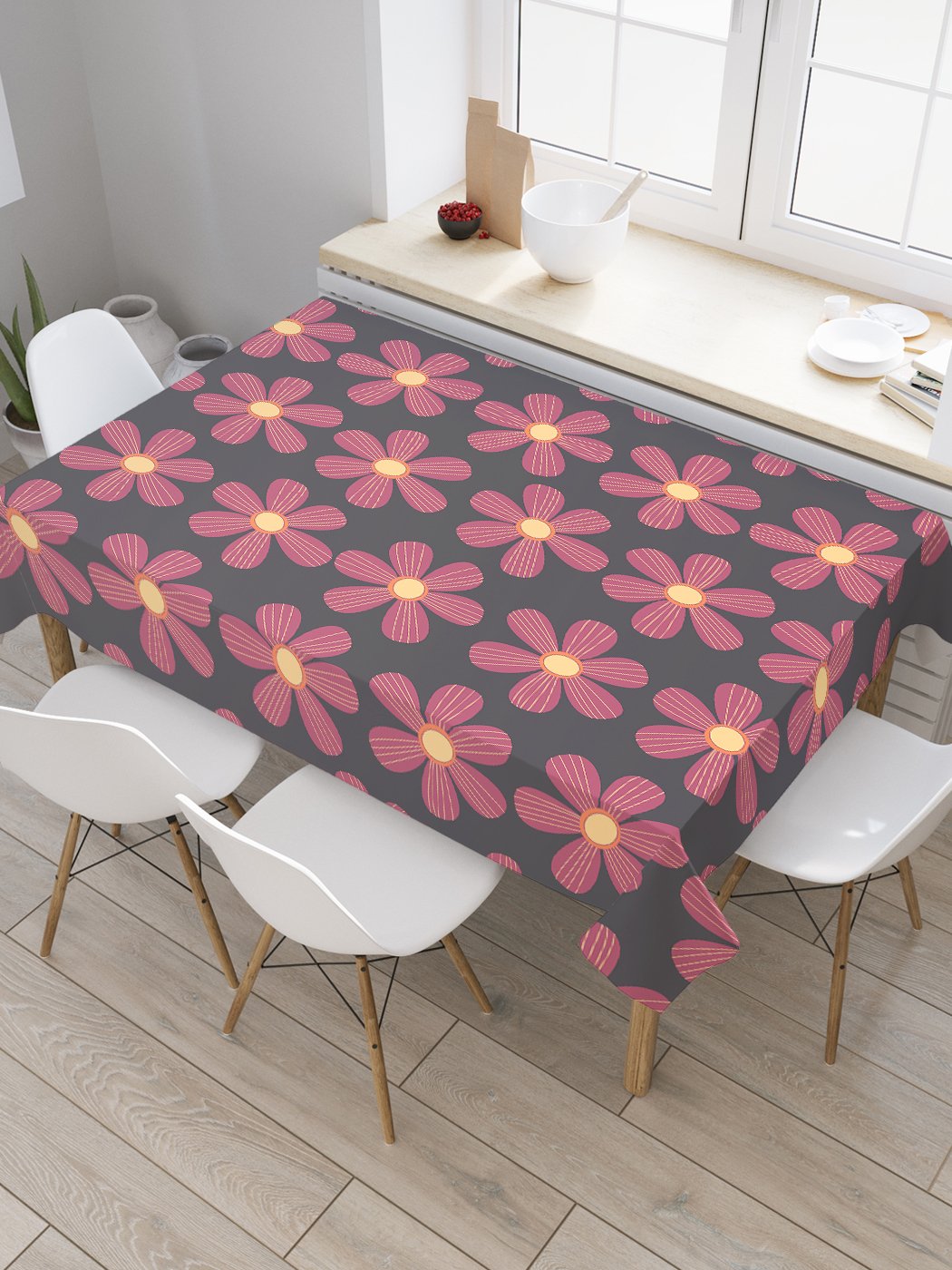 

Скатерть прямоугольная JoyArty "Полосатые лепестки" из сатена, 180x145 см, Белый, Полосатые лепестки