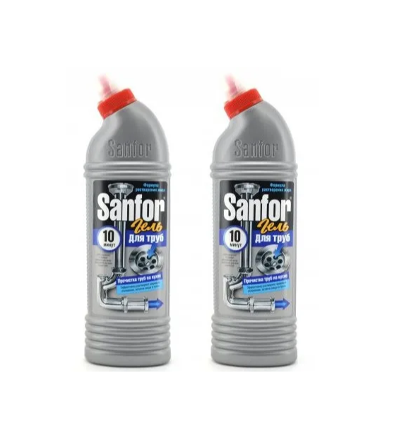Средство Sanfor для очистки канализационных труб на кухне 10 минут 750мл, 2шт