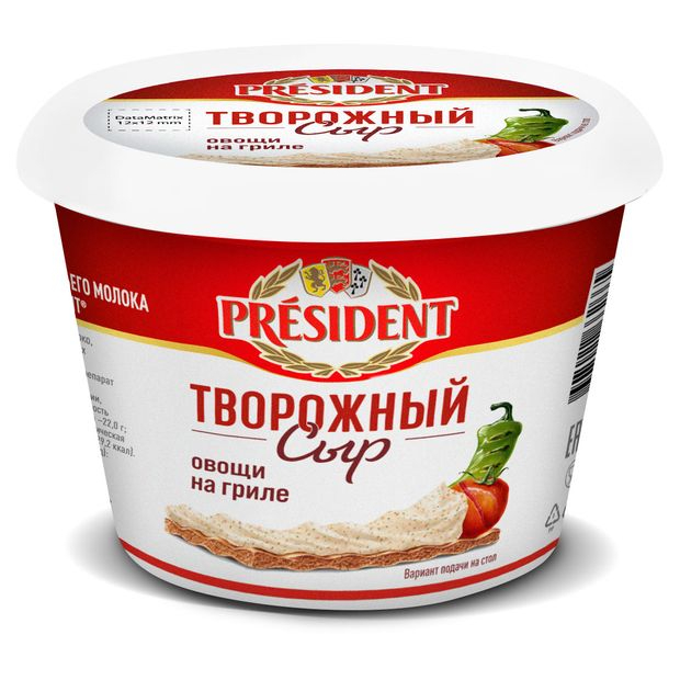 Сыр творожный President овощи на гриле, 54%, 140 г