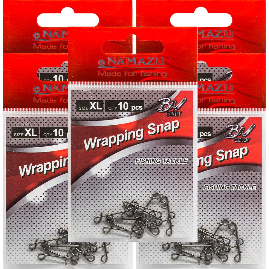 

Безузловая застежка Namazu WRAPPING SNAP N-FT-WSXL, цв. BN, р. XL, test-23 кг (5уп 50 шт), Черный, безузловка new stl